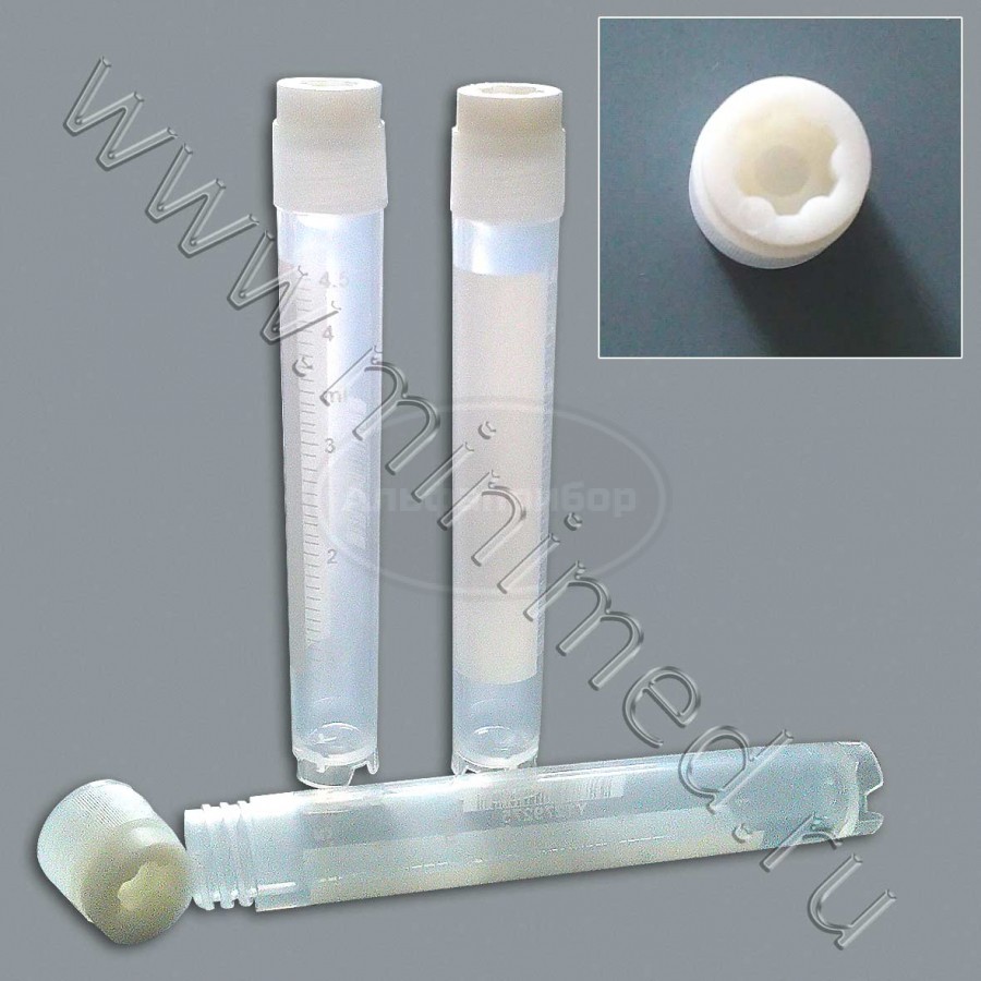 Микропробирка для криохранения 5мл, с внешней резьбой, стер, п/п, 12,6*89,3 мм, без ДНКаз и РНКаз, упаковка 50шт/1000шт, Aptaca