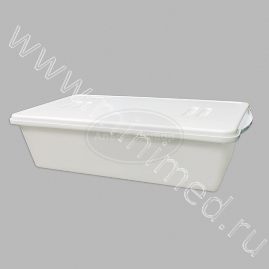 Контейнер полимерный с перфорированным поддоном и крышкой для предстерилизационной очистки, химической дезинфекции и стерилизации медицинских изделий, КДС-35 без слива