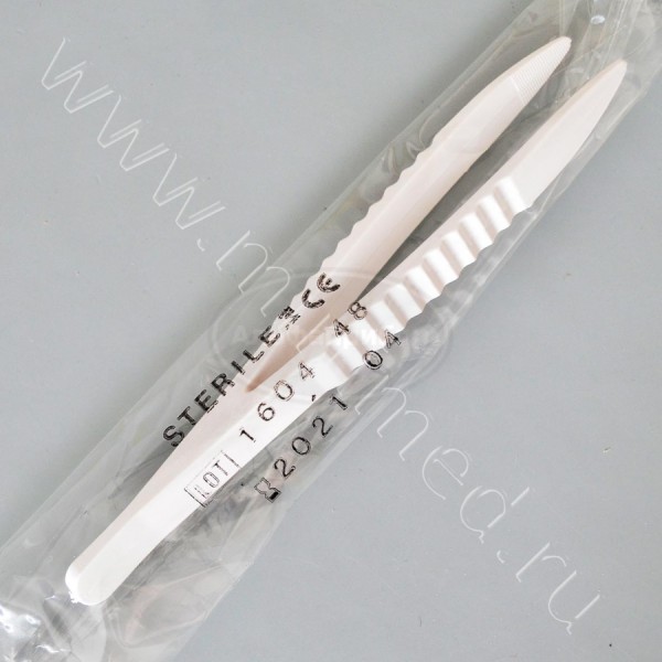 Пинцет длина 12,4 см, АБС, стерильный, Aptaca, инд.уп/10/1000шт