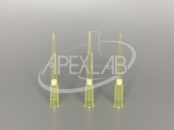 Наконечники для дозаторов с фильтром (без ДНКаз, РНКаз) 100 мкл желтые (1000 шт.)