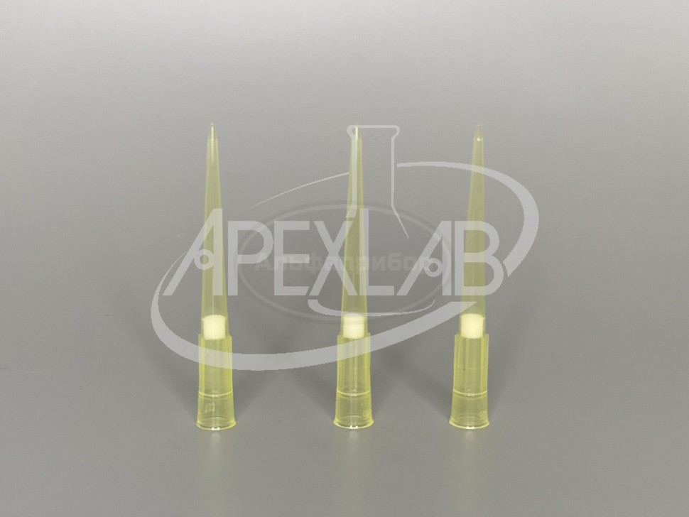 Наконечники для дозаторов с фильтром (без ДНКаз, РНКаз) 100 мкл желтые (1000 шт.)