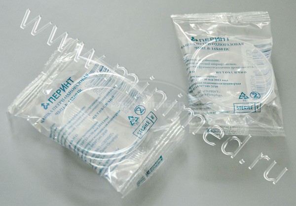 Чашка Петри одноразовая ЧБН1-В-14×60 ПС ИУ СТЕРИЛЬНО, Перинт, индивидуальная упаковка /кор.600шт