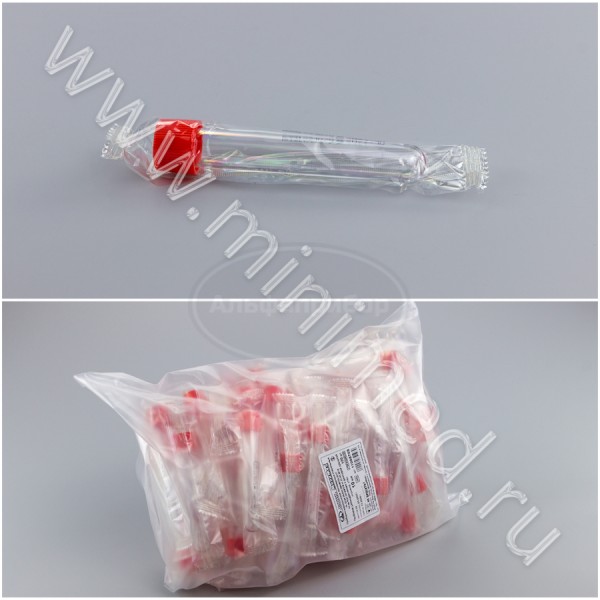 Пробирка цилиндрическая с винтовой крышкой стерильная 10мл ТУ 22.29.29-023-29508133-2017, 16х100, без делений, п/с, МиниМед, индивидуальная упаковка /100/ кор.1000шт