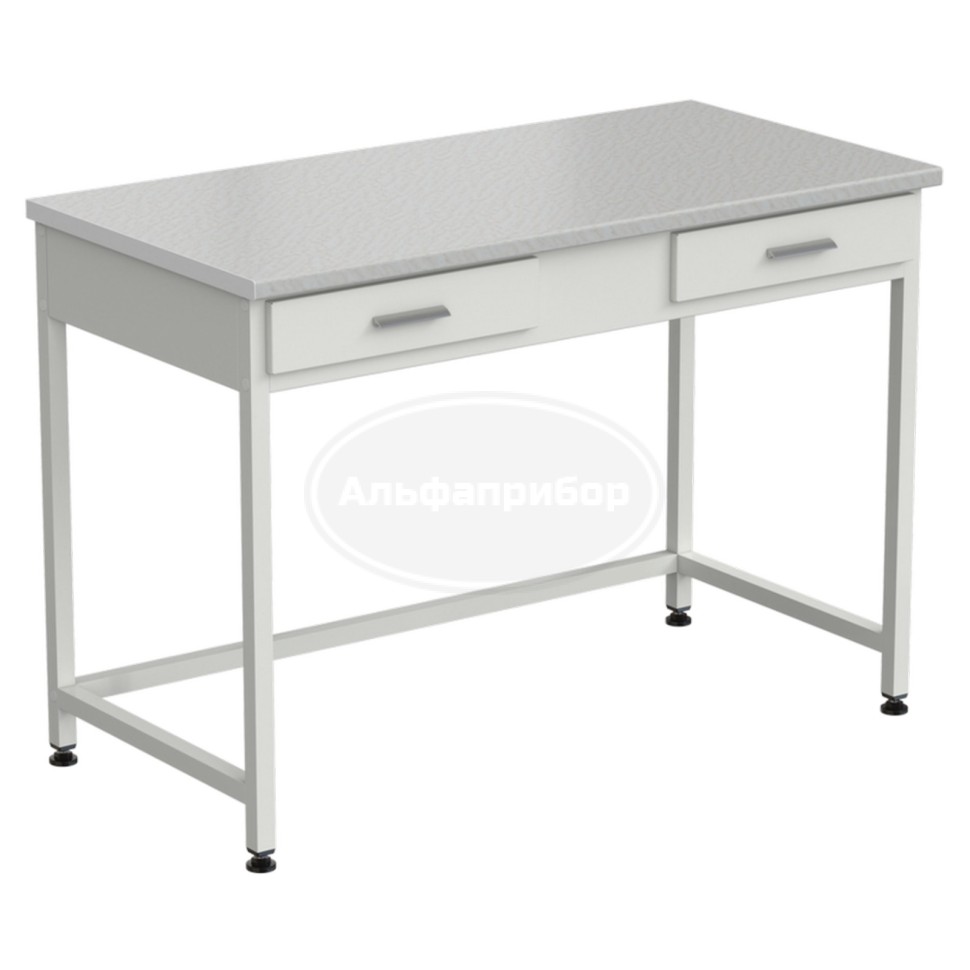 Стол лабораторный с 2 ящиками 1200х600х850 мм, раб. поверхность - белый ламинат