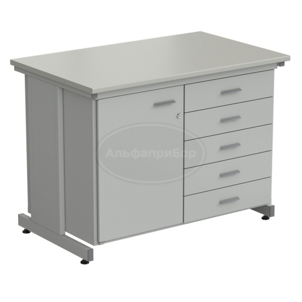 Тумба комбинированная 1 дверь (левая) + 5 ящиков 1200х750х900 мм, серый ламинат
