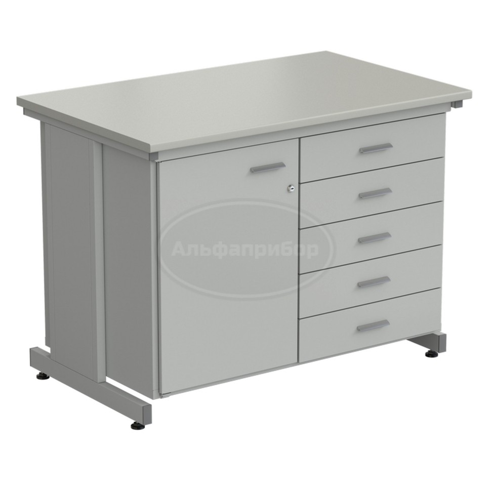 Тумба комбинированная 1 дверь (левая) + 5 ящиков 1200х750х900 мм, серый ламинат