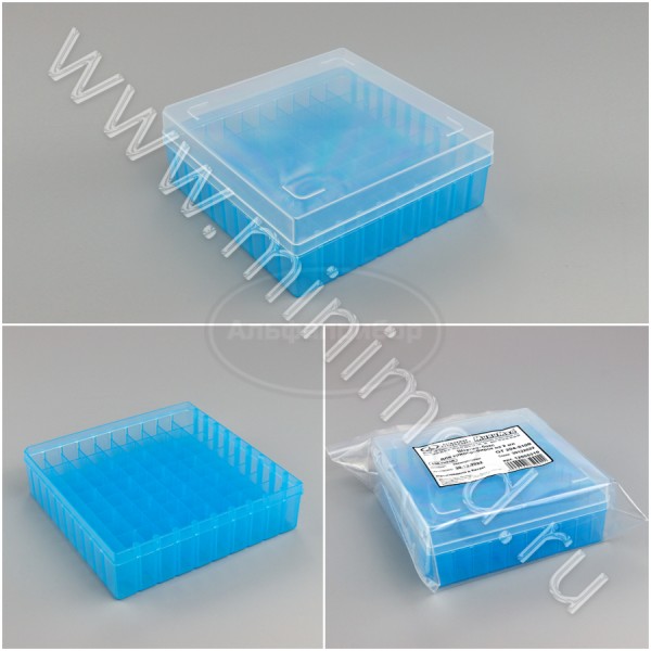 Штатив-бокс для криопробирок на 2мл, 100 гнезд, п/п, Greetmed