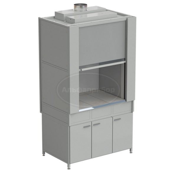 Шкаф вытяжной с коконом из стеклопластика без воды с ВЗБ светильником 1200х820х2240 мм, раб. поверхность - керамика