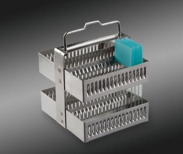 Штатив для окраски микропрепаратов на 30 стекол 25х75х1-1.8 мм (вертикальная установка), нержавеющая сталь