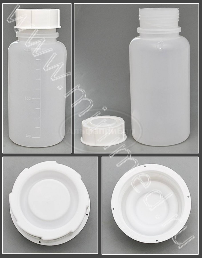 Банка для реактивов 1000мл, с делениями широкогорлая, с крышкой, п/п, Kartell, упаковка 1/17шт