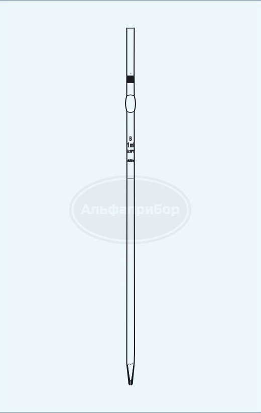 Пипетка 1 метка без расширения с резервуаром 2 кл. 2.0мл orange, Technosklo