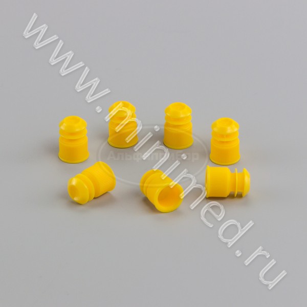 Пробка для пробирок 16 мм, п/эт, желтая, упаковка 500шт, ТУ 9464-015-29508133-2014, МиниМед