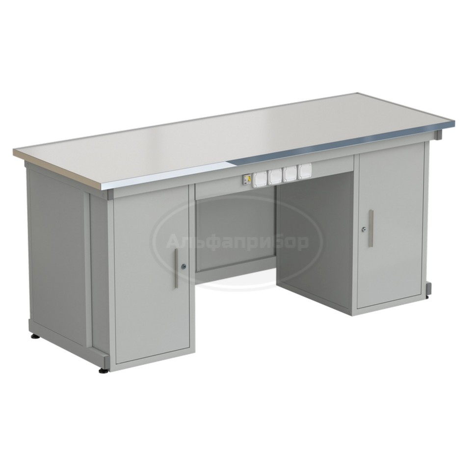 Стол демонстрационный с двумя напольными тумбами, с электрикой 2000х750х900 мм, раб. поверхность - Labgrade-лайт (арт. 56.0573.20.18)