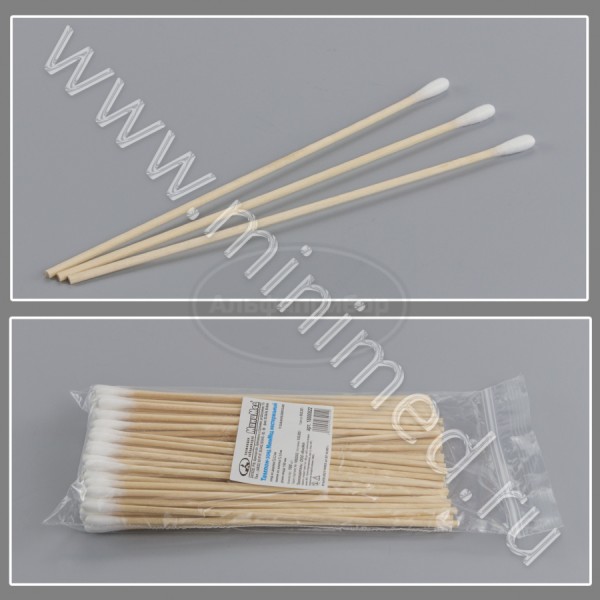 Тампон-зонд МиниМед нестерильный, зонд дерево, тампон хлопок, ТУ 32.50.50-035-29508133-2020, упаковка 100/ кор.20 000шт