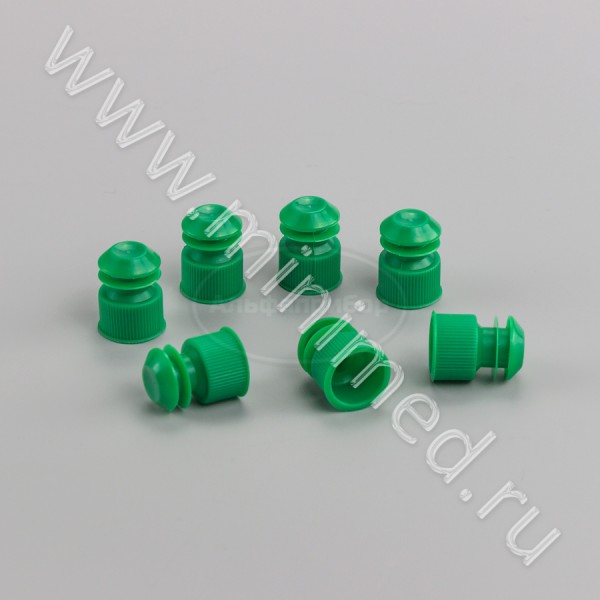 Пробка для пробирок 16 мм, п/эт, зеленая, упаковка 500шт, ТУ 9464-015-29508133-2014, МиниМед