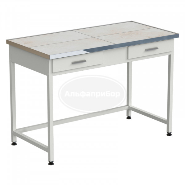 Стол лабораторный с 2 ящиками 1212х610х850 мм, раб. поверхность - керамика