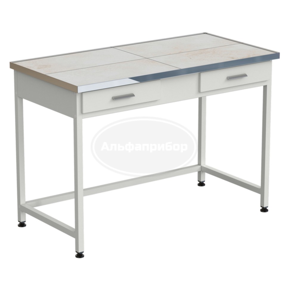 Стол лабораторный с 2 ящиками 1212х610х850 мм, раб. поверхность - керамика