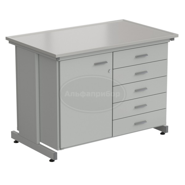 Тумба комбинированная 1 дверь (левая) + 5 ящиков 1213х763х900 мм, Durcon с бортиком