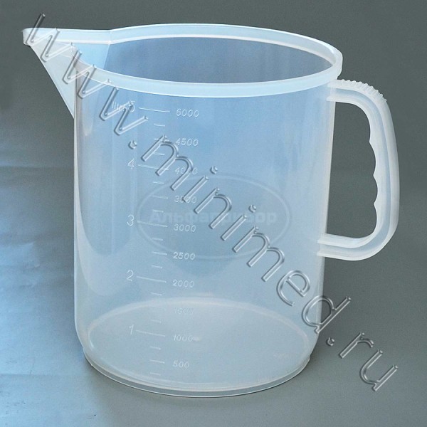 Стакан низкий 5000мл с ручкой, с делениями п/п, LAMAPLAST, упаковка 1/12шт