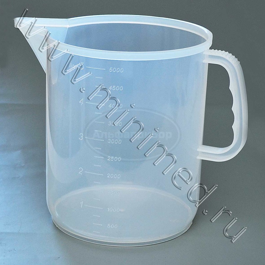 Стакан низкий 5000мл с ручкой, с делениями п/п, LAMAPLAST, упаковка 1/12шт
