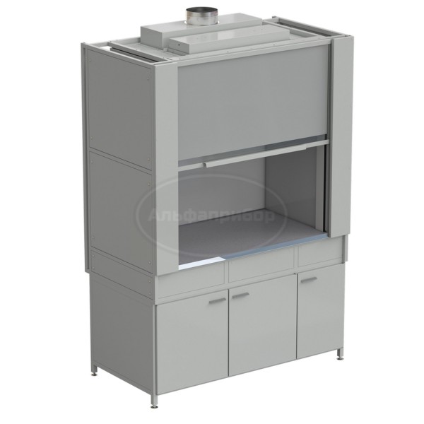 Шкаф вытяжной с коконом из стеклопластика без воды с ВЗБ светильником 1500х820х2240 мм, раб. поверхность - монолитный керамогранит