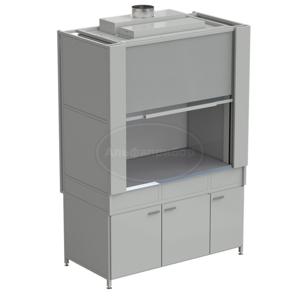 Шкаф вытяжной с коконом из стеклопластика без воды с ВЗБ светильником 1500х820х2240 мм, раб. поверхность - монолитный керамогранит