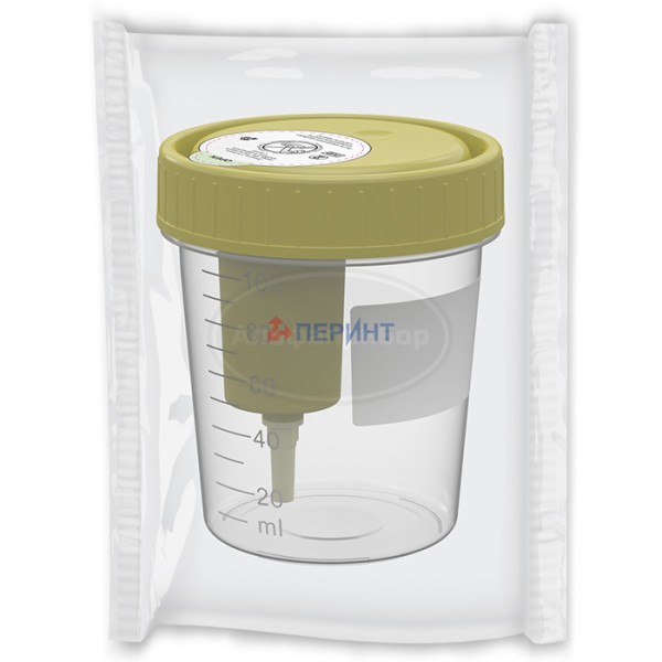 Контейнер 100 мл со встроенным устройством для взятия мочи в вакуумную пробирку, стерильный