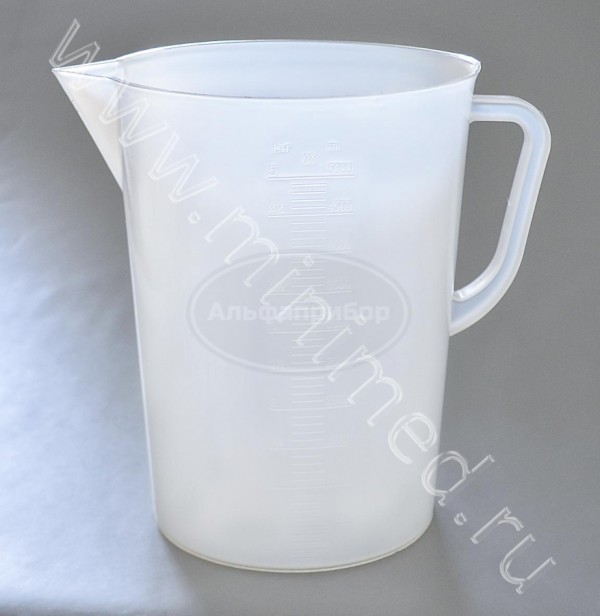 Стакан 5000мл с носиком и ручкой градуированный, п/п, упаковка 1/20шт