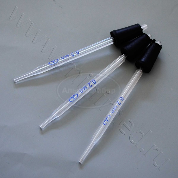 Пипетки вместимости к дозатору Флоринского 0,2+0,02мл, тип 1, с пробкой, упаковка 20шт, МиниМедПром