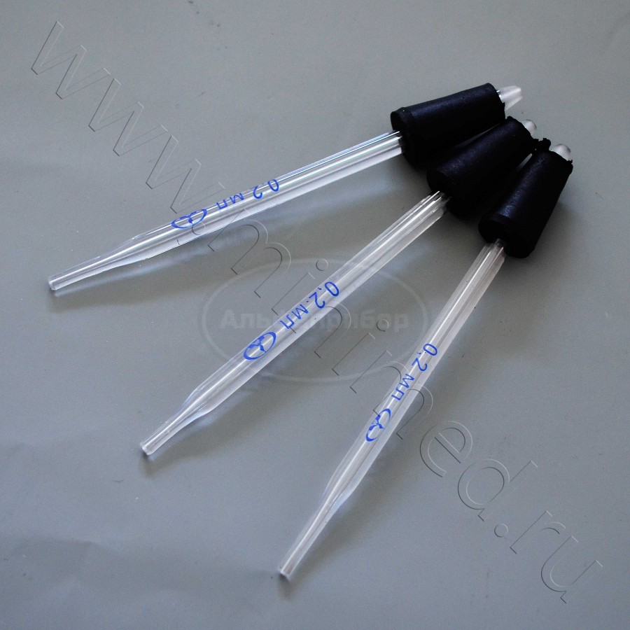 Пипетки вместимости к дозатору Флоринского 0,2+0,02мл, тип 1, с пробкой, упаковка 20шт, МиниМедПром