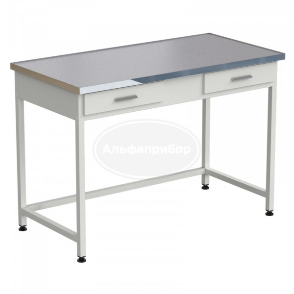 Стол лабораторный с 2 ящиками 1212х610х850 мм, раб. поверхность - монолитный керамогранит