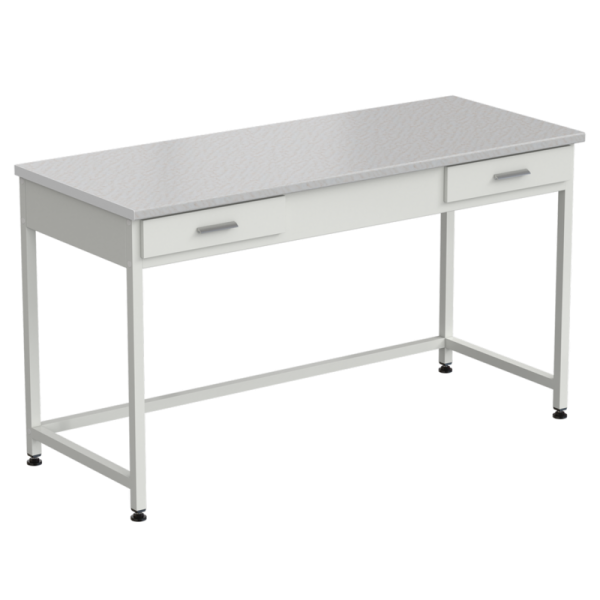 Стол приборный с 2 ящиками 1500х600х850 мм, раб. поверхность - белый ламинат