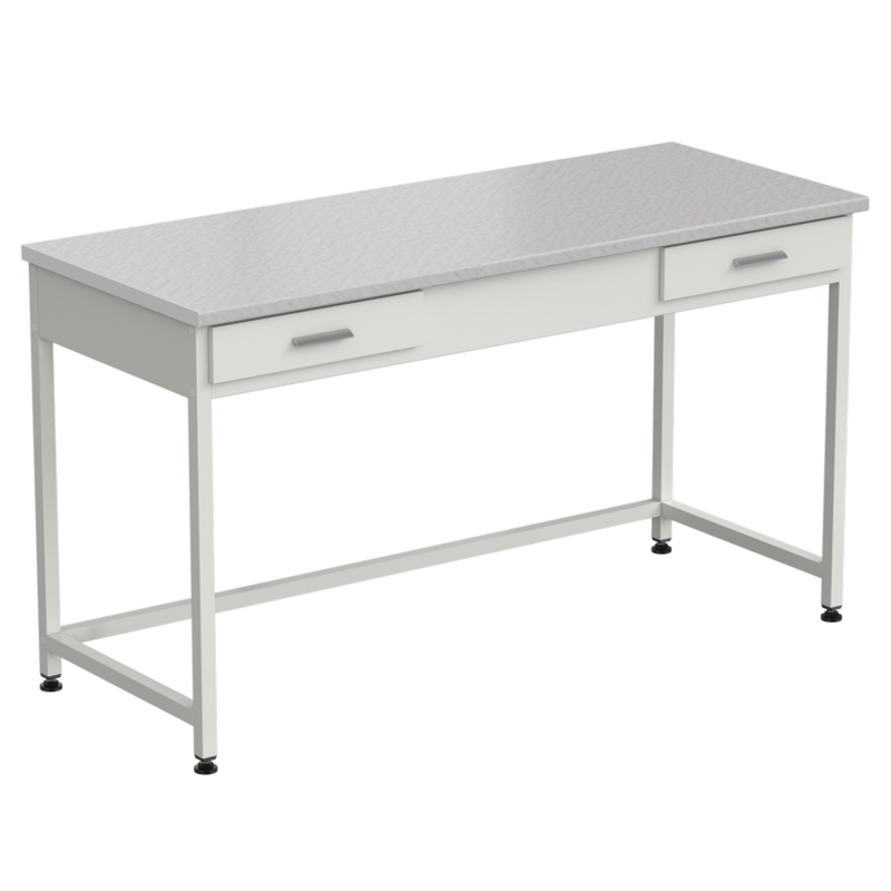 Стол приборный с 2 ящиками 1500х600х850 мм, раб. поверхность - белый ламинат