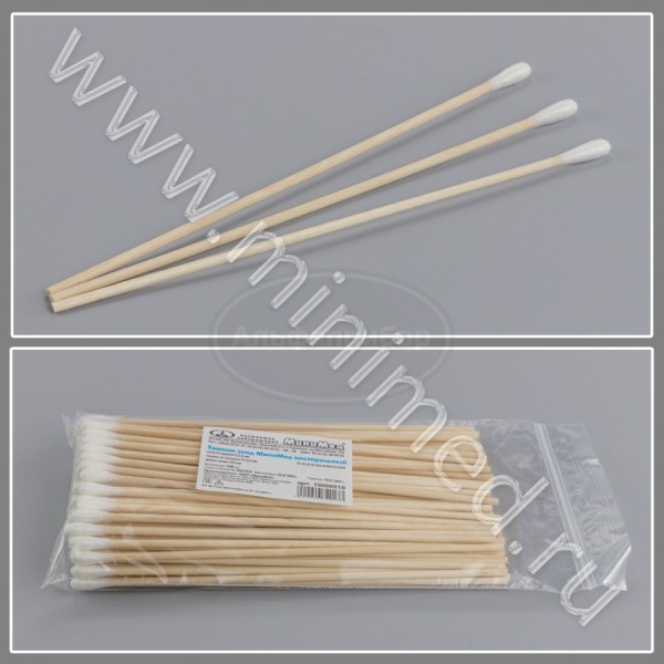 Тампон-зонд МиниМед нестерильный, зонд дерево, тампон вискоза, ТУ 32.50.50-035-29508133-2020, упаковка 100/20тыс.шт