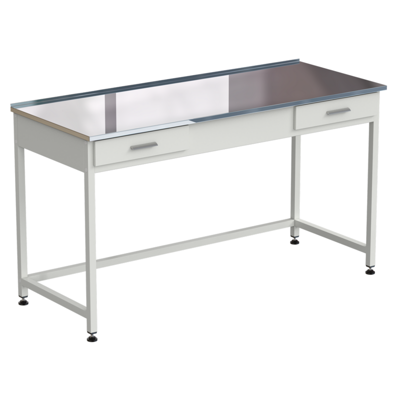 Стол приборный с 2 ящиками 1500х600х850 мм, раб. поверхность - нержавеющая сталь