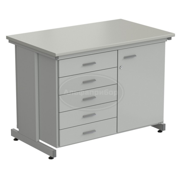 Тумба комбинированная 1 дверь (правая) + 5 ящиков 1200х750х900 мм, серый ламинат