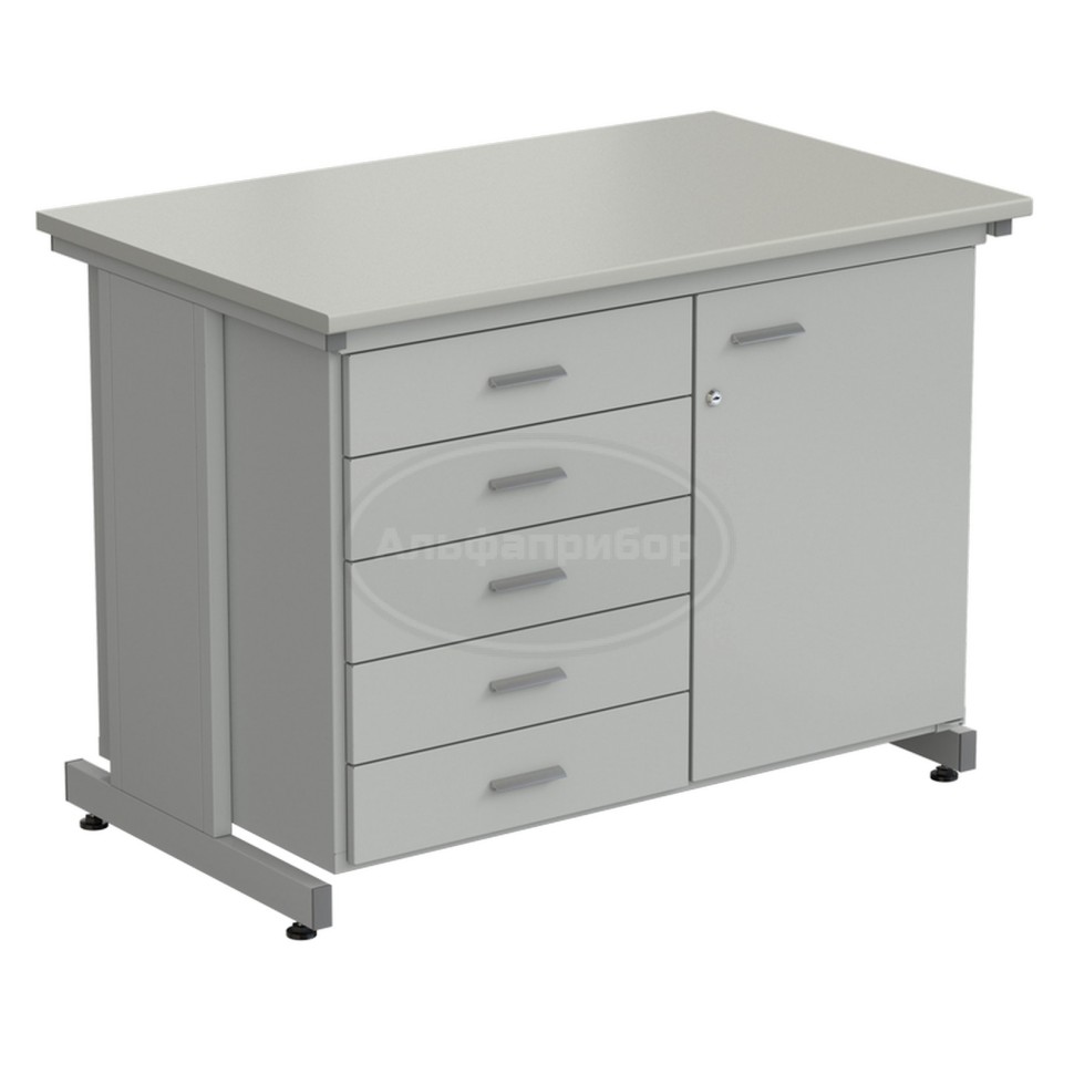 Тумба комбинированная 1 дверь (правая) + 5 ящиков 1200х750х900 мм, серый ламинат