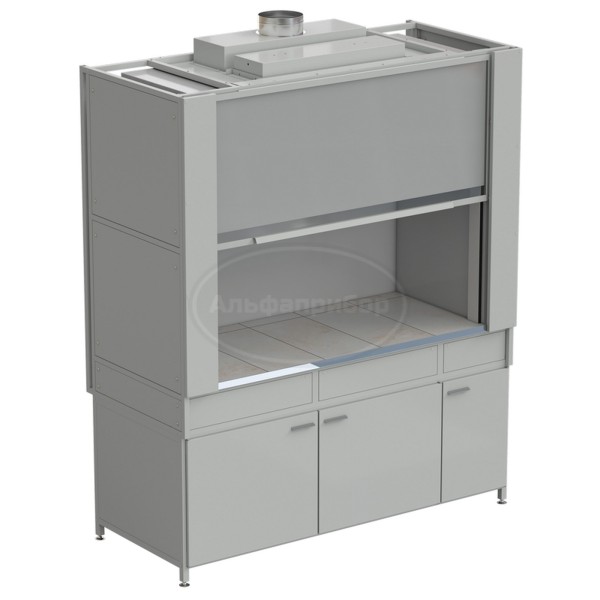 Шкаф вытяжной с коконом из стеклопластика без воды с ВЗБ светильником 1800х820х2240 мм, раб. поверхность - керамика