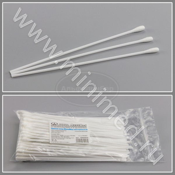 Тампон-зонд МиниМед нестерильный, зонд полипропилен, тампон хлопок, ТУ 32.50.50-035-29508133-2020, упаковка 100/20тыс.шт