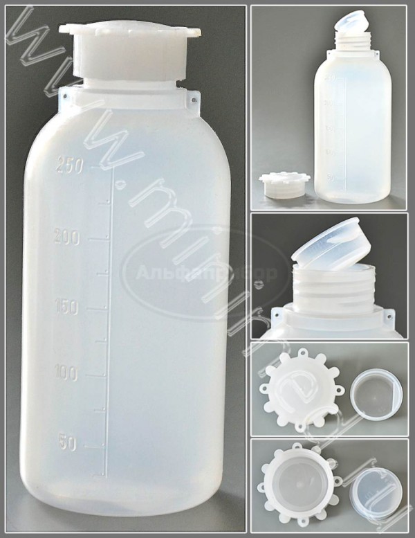 Бутылка градуированная 250мл, с узким горлом, с крышкой, п/эт,Кartell