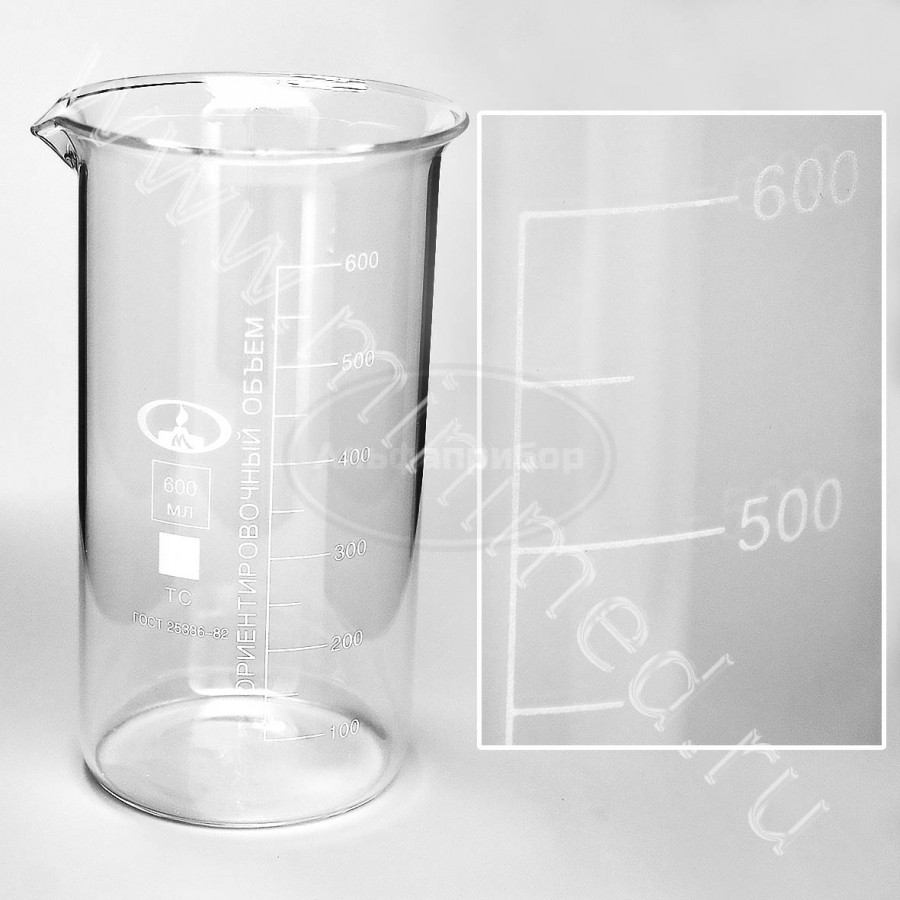 Стакан В-1-600 ТУ 9464-019-29508133-2015 с делениями, ТС, МиниМед, упаковка 8шт/ кор.48.шт