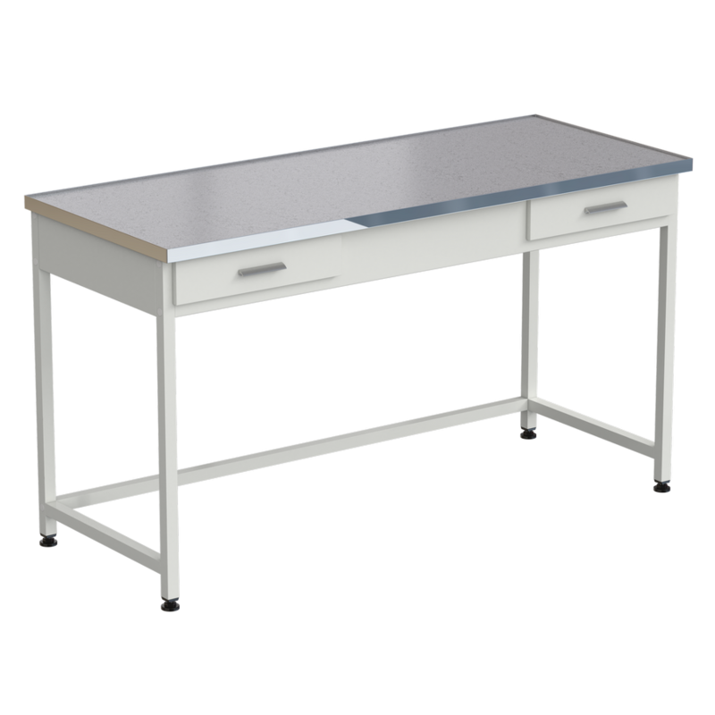 Стол приборный с 2 ящиками 1500х610х850 мм, раб. поверхность - монолитный керамогранит