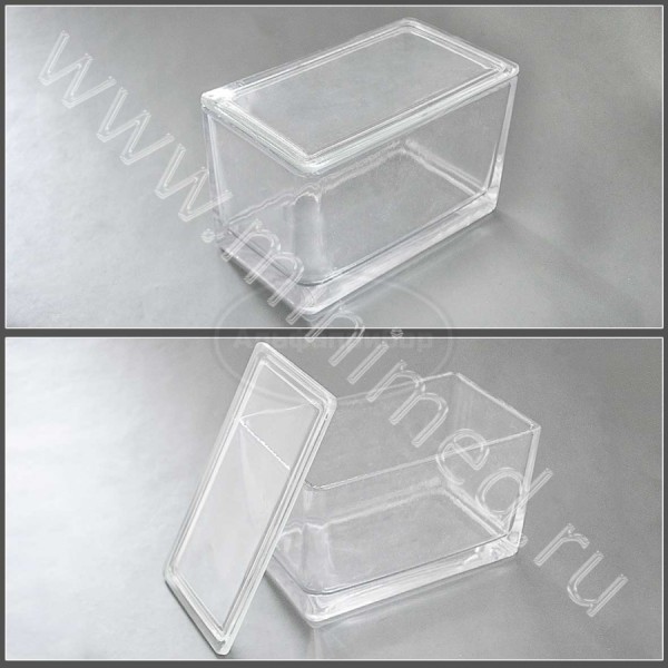 Емкость стеклянная, внутренний размер 150*85*80 мм (под штатив на 60 стекол), упаковка 1/10шт