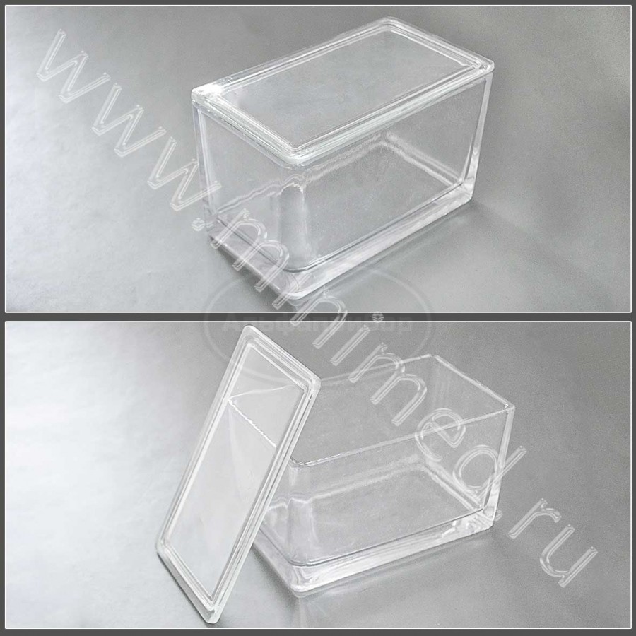 Емкость стеклянная, внутренний размер 150*85*80 мм (под штатив на 60 стекол), упаковка 1/10шт
