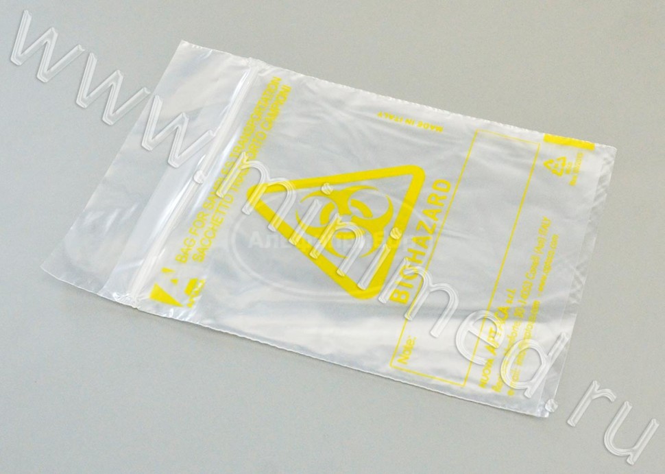 Пакет для биологических материалов двойной для транспортировки образцов, тип "кенгуру", прозрачный, п/эт, упаковка 50шт, Aptaca