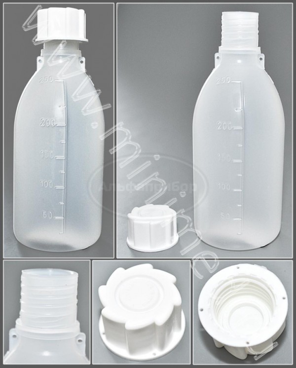 Бутылка градуированная 250мл, с узким горлом, с крышкой, п/п, Кartell