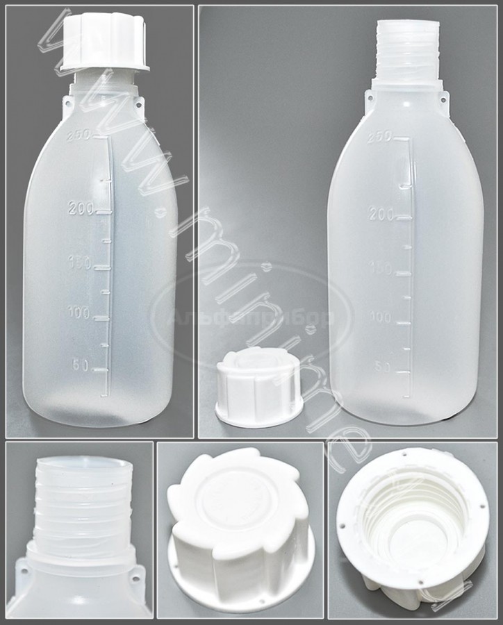 Бутылка градуированная 250мл, с узким горлом, с крышкой, п/п, Кartell