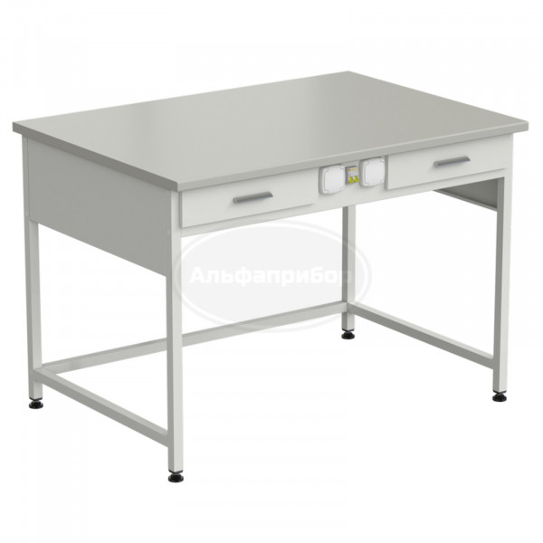 Стол лабораторный с 2 ящиками и электрикой (усиленный) 1200x850x850 мм, раб. поверхность - серый ламинат