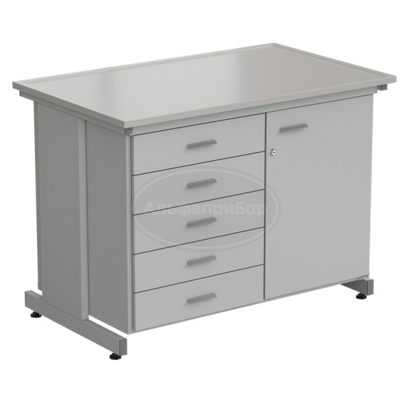 Тумба комбинированная 1 дверь (правая) + 5 ящиков 1213х763х900 мм, Durcon с бортиком