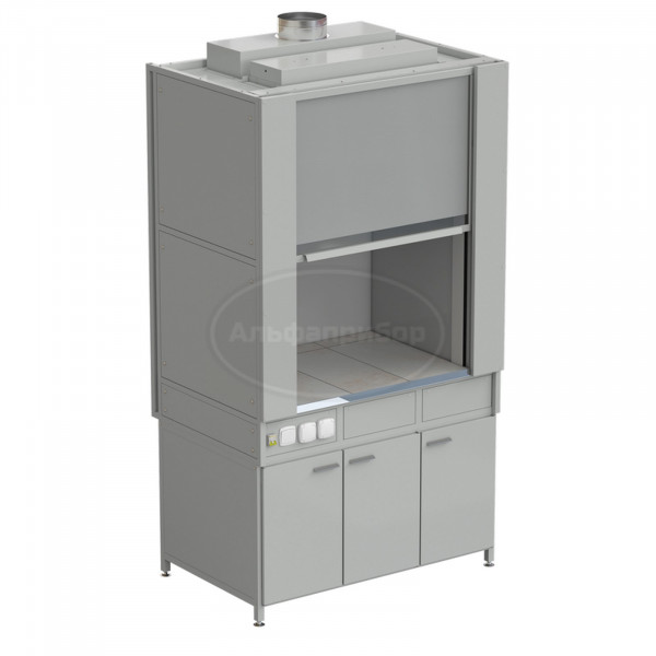 Шкаф вытяжной с коконом из стеклопластика без воды с электрикой 1200х820х2240 мм, раб. поверхность - керамика